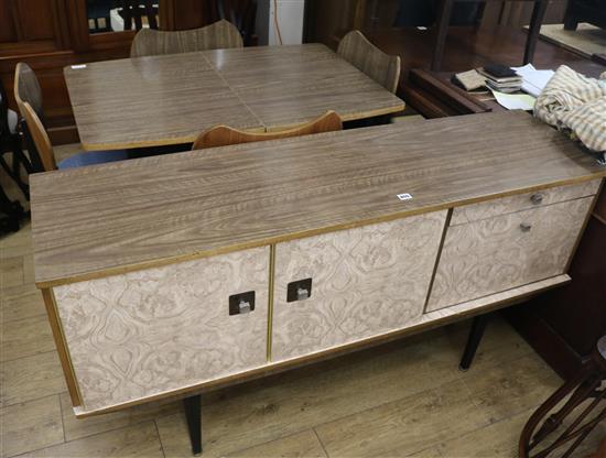 A 1960s dining suite, sideboard W.152cm